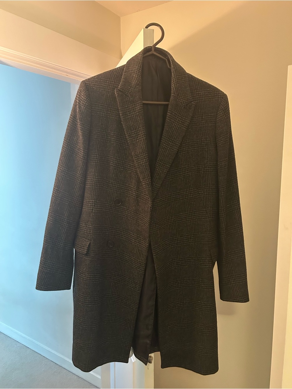 AllSaints Gray Plaid Wool Blend Blazer